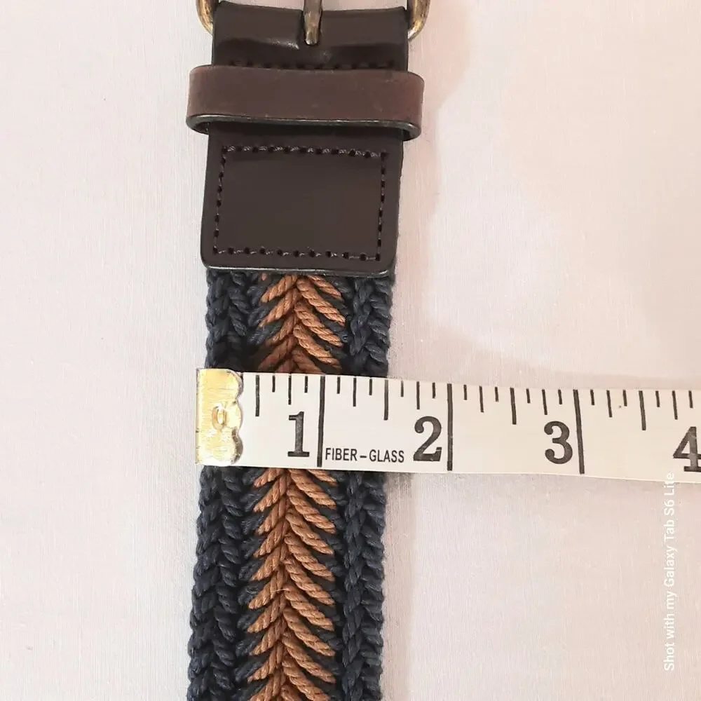 💎BCBGMaxazria Woven Surcingle Belt XS/S Navy Blue Burnt Orange
